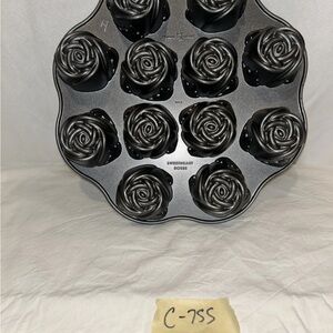 Nordic Ware Floral Cupcake Pan in Metallic Black
